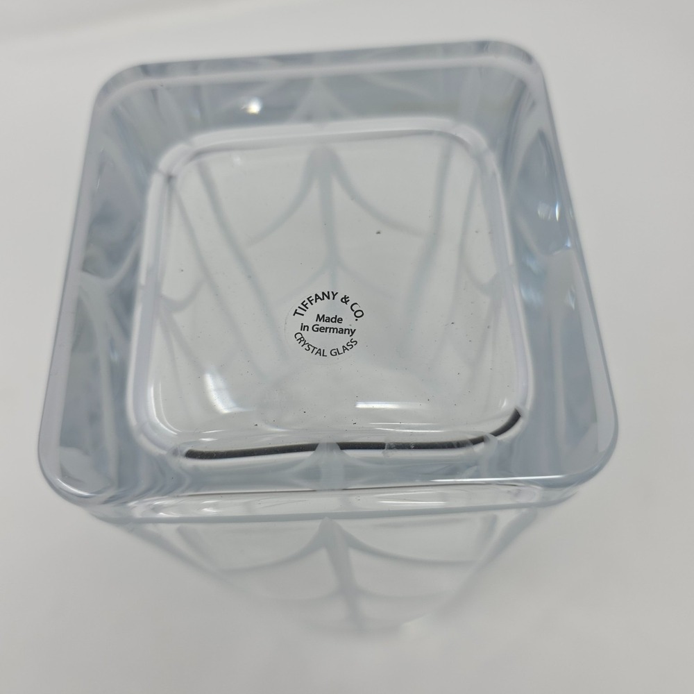 Authentic Tiffany & Co. Vase Wheat Leaf Crystal Glass Round Shape Decorative - Picture 3 of 6